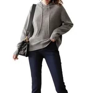 Maglione invernale con cappuccio maglione maglione lavorato a maglia in Cashmere di nuovo Design primaverile felpa con cappuccio da donna.