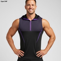 Débardeur de sport tricoté sans manches pour homme, col ras du cou, demi-zip, séchage rapide, polyester/spandex, été, fitness, entraînement, musculation, sportif
