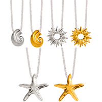 Collier en chaîne torsadée de la série Ocean, bijoux de mode, plaqué or, acier inoxydable, pendentif vague, soleil, étoile de mer, pour femmes