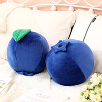Bantal Lempar Buah Blueberry Simulasi Kustom dengan Daun, Boneka Peluk untuk Anak dan Bayi, untuk Tempat Tidur, Sofa, Boneka Blueberry Isi Dakron