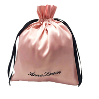 Emballage cadeau de sous-vêtements imprimé de logo personnalisé pochette en soie avec cordon de serrage sacs en satin pour cheveux doux