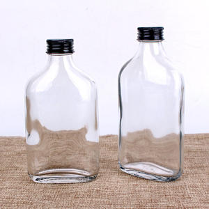 Bouteilles en verre transparent avec bouchons à vis noirs, bouteilles à liqueur vides réutilisables pour whisky, <span class=keywords><strong>vodka</strong></span>, vin, boissons maison - Product Image 6