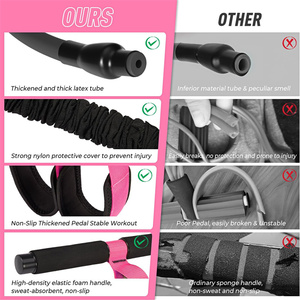 Bande de résistance à pédale améliorée et durable avec poignée, tubes en latex épaissis et pédale en tissu mousse souple - Product Image 5