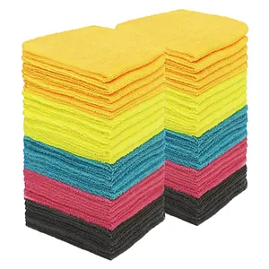 Gói 10 trong 40x40cm 30x30cm đồ dùng gia đình Microfibre vải khăn màu hồng màu xanh màu vàng màu xanh lá cây màu đỏ làm sạch sợi nhỏ vải trong Buck