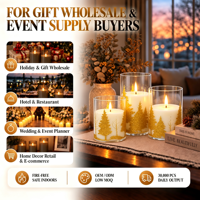 Autocollants de Noël en forme de pilier doré, bougies électroniques LED, décorations de Noël en acrylique avec télécommande, ornements de Noël pour la maison