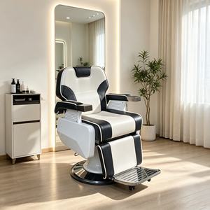 Chaise de barbier K avec pompe hydraulique, hauteur réglable, mobilier de salon, chaise robuste, chaise de barbier antique - Product Image 3