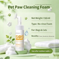 Nettoyant pour pattes d'animaux sans eau personnalisé OEM, mousse nettoyante en profondeur pour chiens et chats, brosse en silicone