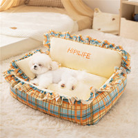 Coussin carré en peluche pour chiens et chats, lit d'hiver doux avec housse amovible, tailles S/M/L