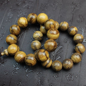 Vietnamese Yellow Agarwood <b>Bracelet</b> 20mm Round Wooden <b>Beads</b> 12 Pieces Buddhist Prayer Jewelry for <b>Men</b> Women - Product Image 2