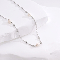 Collier en argent sterling 925 avec perle d'eau douce, fait main, bijoux personnalisés, plaqué rhodium pour femmes