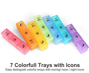 กล่องใส่ยาแบบพลาสติกสีรุ้ง 7 วัน 21 ช่อง สำหรับจัดยาประจำสัปดาห์ ปรับแต่งได้ - Product Image 4