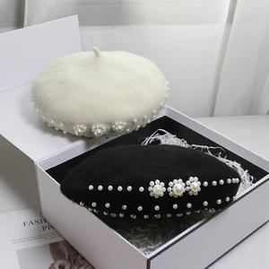 Logo personnalisé de haute qualité artiste peintre Boina Barett perle laine EI bérets chapeau pour femmes Borete De Boina - Product Image 2