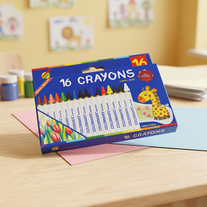 Crayons de cire longs Colormate 16 couleurs, non toxiques, fournitures artistiques pour le dessin des enfants - Product Image 1