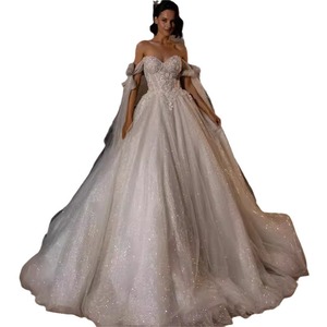 White Off-Shoulder Backless Ball Gown Wedding Dress Sweetheart Neckline Tulle Netting Elegant High-End 2026 New Style - Product Image 5