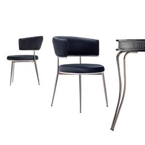 Silla de comedor moderna minimalista de metal tapizada para el hogar, oficina, villa, cafetería - Product Image 3