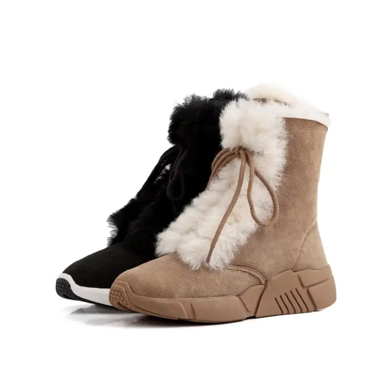 Fall/winter 2020 short boots with real fur integrated snowshoe boots with thick soles and middle tube for leisure