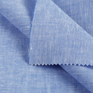 Tissu tissé léger en mélange coton-lin teint en fil bleu clair, écologique, pour vêtements formels et décontractés, et linge de maison pour hommes, femmes et enfants - Product Image 4