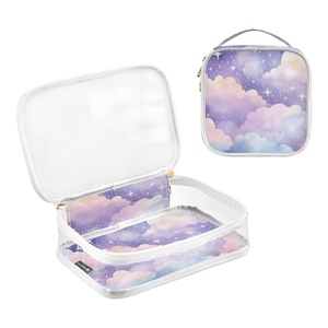 Lot de 2 trousses de maquillage transparentes en PVC personnalisées, format carré, pour voyage, accessoires de toilette, bagage cabine - Product Image 3