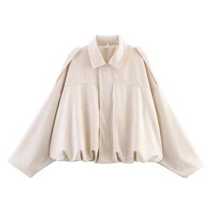 PB & ZA <span class=keywords><strong>donna</strong></span> 2025 primavera nuova moda Chic camoscio <span class=keywords><strong>Bomber</strong></span> con bavero cappotto Vintage manica lunga <span class=keywords><strong>donna</strong></span> capispalla Chic - Product Image 2