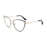 Montures de lunettes œil-de-chat tendance, style informatique, en métal, avec branches torsadées, verres PC, pour adultes, avec étui à lunettes