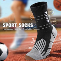 Chaussettes de sport pour hommes, de basketball, avec séparation gauche-droite, coussin épais, en tissu éponge, respirantes, anti-ampoules, pour la course et la gym