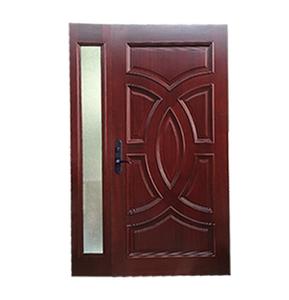 Porte Esterne Moderne Preinstallate in Legno Massello di Mogano con <span class=keywords><strong>Due</strong></span> Pannelli Laterali, Porte Frontali Doppie - Product Image 4