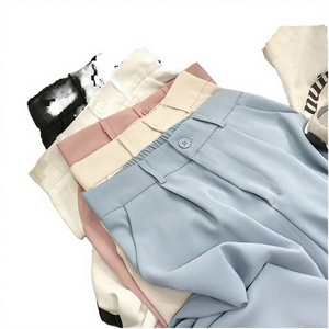 Pantalon de costume droit pour femme, taille haute, coupe ample et ajustée, style coréen, décontracté, vintage, à fermeture éclair, coloré, longueur 7/8, vente en gros - Product Image 1
