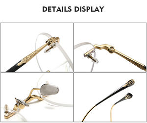 Gafas de Titanio Vintage de Lujo para Hombre 80956, Montura Dorada sin Aro con Lentes AC, Diseño Impreso en Línea - Product Image 6