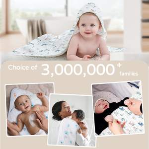 Asciugamano da Bagno per Neonati con Cappuccio in Cotone Organico 100% Mussola, Morbido e Assorbente, Confezione da 2 - Product Image 6