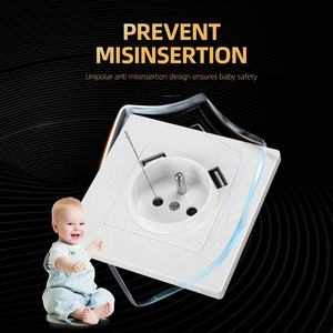 EU-Standard Moderne elektrische Steckdose Französische Steckdose mit 2 USB-Typ-A-Anschlüssen Verfügbar 86*86 PC-Steckdosen - Product Image 3