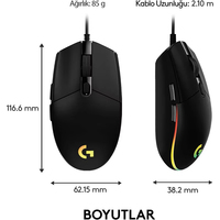 Logitech Mouse G102 100% asli USB, Mouse Gaming berkabel 8000 DPI layar efek optik pelangi untuk PC/Mac komputer dan Laptop