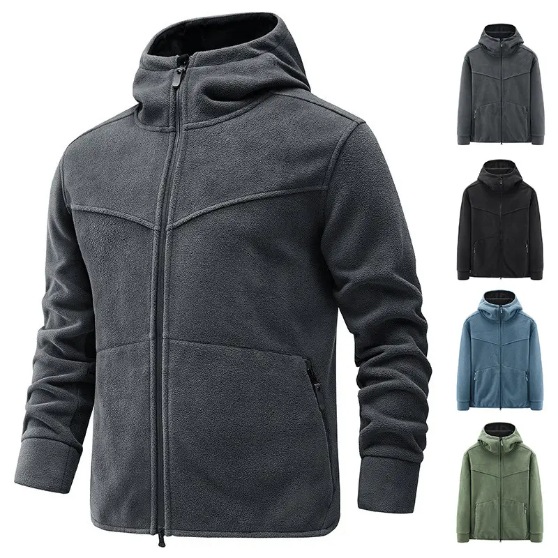 Wholesale Mens Polar Fleece Softshell Jacket Warm Zip Pocket 100% Polyester Fleece Men's Jacket