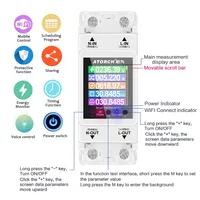 AT2PW 100A Tuya WIFI Din Rail Compteur d'énergie Interrupteur intelligent Télécommande AC 220V 110V Numérique Volt Amp Kwh Facteur de fréquence