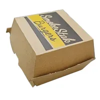 Boîte d'emballage pour la restauration rapide jetable personnalisée, respectueuse de l'environnement, recyclable, en papier kraft, pour les hamburgers