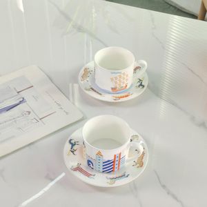 Taza de Café de Porcelana de Hueso de Alta Calidad, Taza de Té de Cerámica con Línea Dorada, Juego de Taza y Platillo de Té Moderno para Bodas - Product Image 3