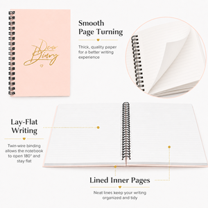Cuaderno Espiral Dear Diary A5 con Logotipo Personalizado, 80 Hojas Rayadas, <span class=keywords><strong>Diario</strong></span> de Escritura para Mujeres, Regalo Personalizado para Registrar el Día a Día - Product Image 4
