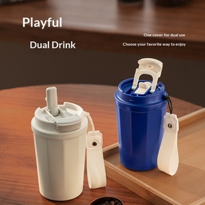 Mug à café portable pour la maison, en acier inoxydable 316, avec paille, double usage, sous vide, anti-fuite, résistant aux chutes, incassable, avec logo imprimé - Product Image 2