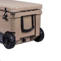Glacière rotomoulée à roulettes 70QT en LLDPE, motif personnalisé, étanche, pour la conservation de la glace pendant plus de 5 jours, utilisation alimentaire, pêche en extérieur