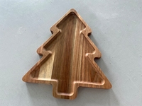 Plateau de service en bois d'acacia naturel, style américain, élégant, forme irrégulière, écologique, motif uni, directement de l'usine