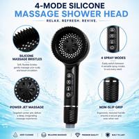 Pommeau de Douche Portable en Silicone et Plastique ABS de Qualité, 4 Modes, Multifonctionnel avec Bouton Pause pour Nettoyage en Profondeur pour Salle de Bain