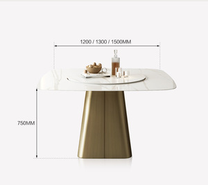Bàn Ăn Vuông Và Mặt Tròn Bằng Đá Cẩm Thạch Phong Cách Châu Âu Với Trung Tâm Xoay Bằng Gốm - Product Image 5