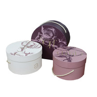 Vente en gros de luxe papier carton tube emballage cadeau boîte à chapeau ronde pour fleurs avec garniture noire