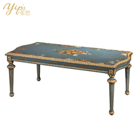 Table basse de style européen Yips LD-1604-1393 en résine sculptée, motif floral peint à la main, bois pour salon, luxe classique