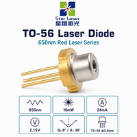 Diode laser rouge industrielle 650 nm 10 mW TO18 Union Optronics U-LD-651076Ap monomode à trou traversant pour module laser pointeur