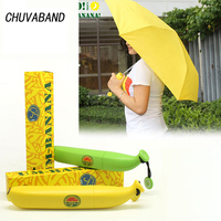 Parapluie pliant manuel CHUVABAND jaune et vert, motif fruits, design moderne et luxueux, pour femmes et adultes, idéal comme cadeau d'affaires de haute qualité
