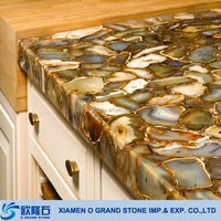 Décoratif unique bleu agate dessus de table en pierre semi-précieuse bleu transparent plateau de table
