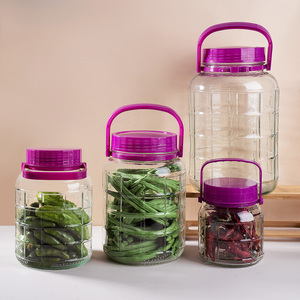Bocaux en verre transparent multi-tailles avec couvercle et poignée pour la conservation des aliments, du vin et des cornichons, hermétiques, pour la cuisine domestique, vente en gros - Product Image 5