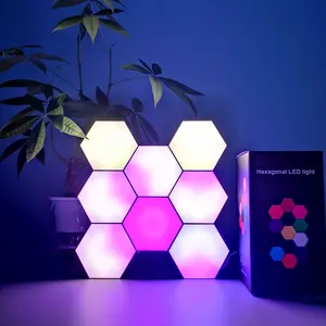 Melhor configuração do quarto para jogos de telefone telefone controlado 16 milhões de cores luz led hexagonal da cor do norte