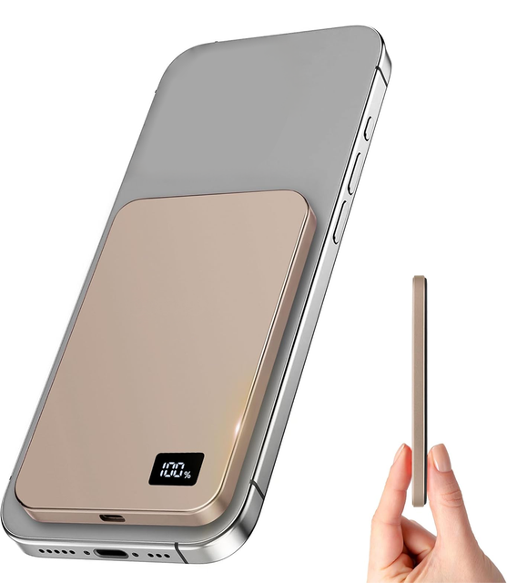 Ultra Thin Portable 22.5W Wireless Magnetic Fast Charging Power Bank 10000mAh with LED Logo USB Type-C Input Double USB Output