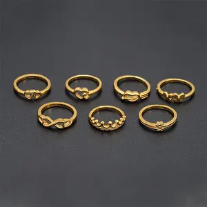 थोक रचनात्मक अंगूठी देवियों प्रतिस्पर्धी मूल्य फैशन 24K सोना मढ़वाया पीतल दिल के छल्ले